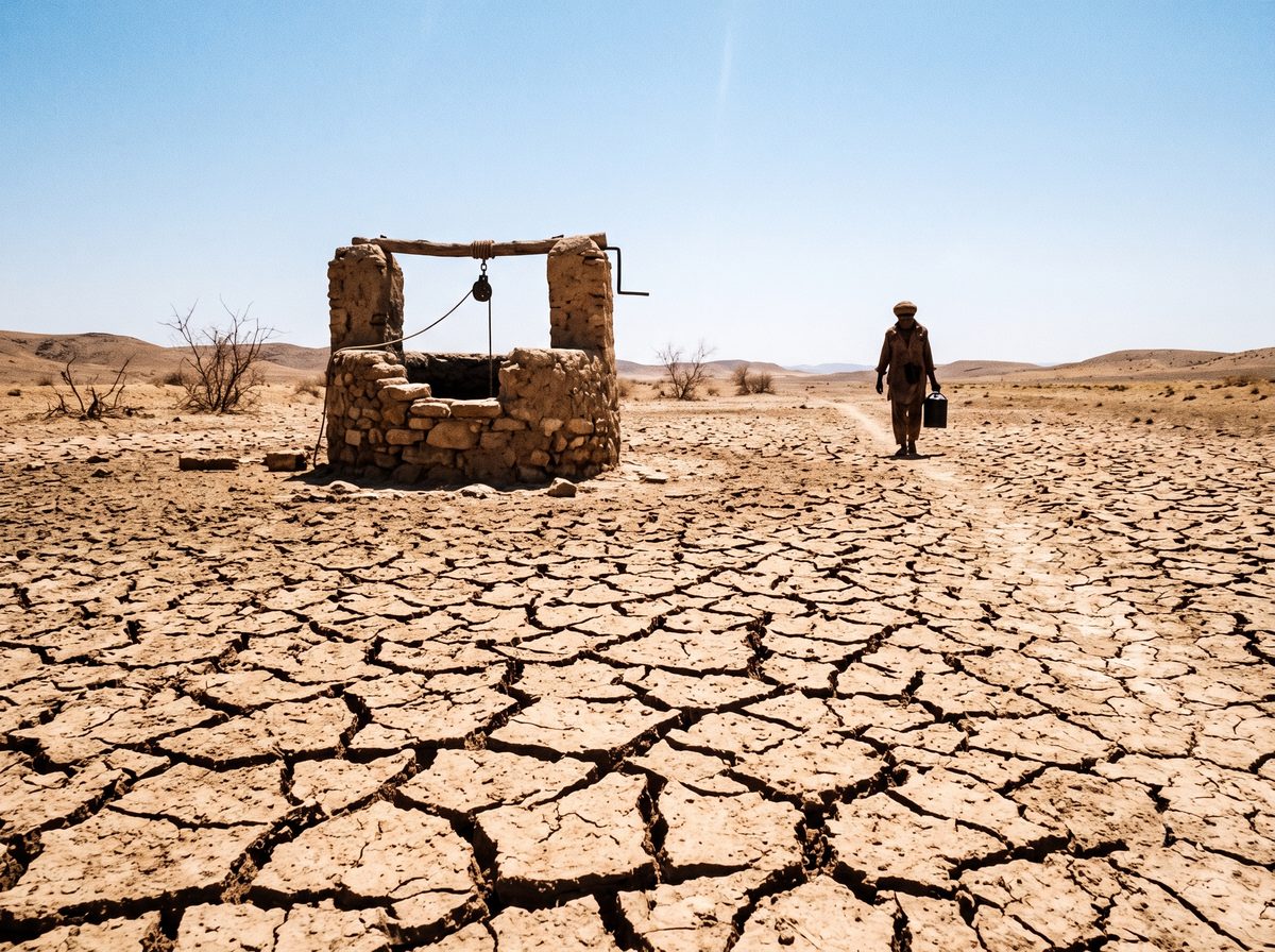 أرض متشققة وبئر جاف في الصومال